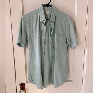 Men’s J. Crew Mint Green Collared Button-Down Shortsleeve Oxford Shirt (S)
